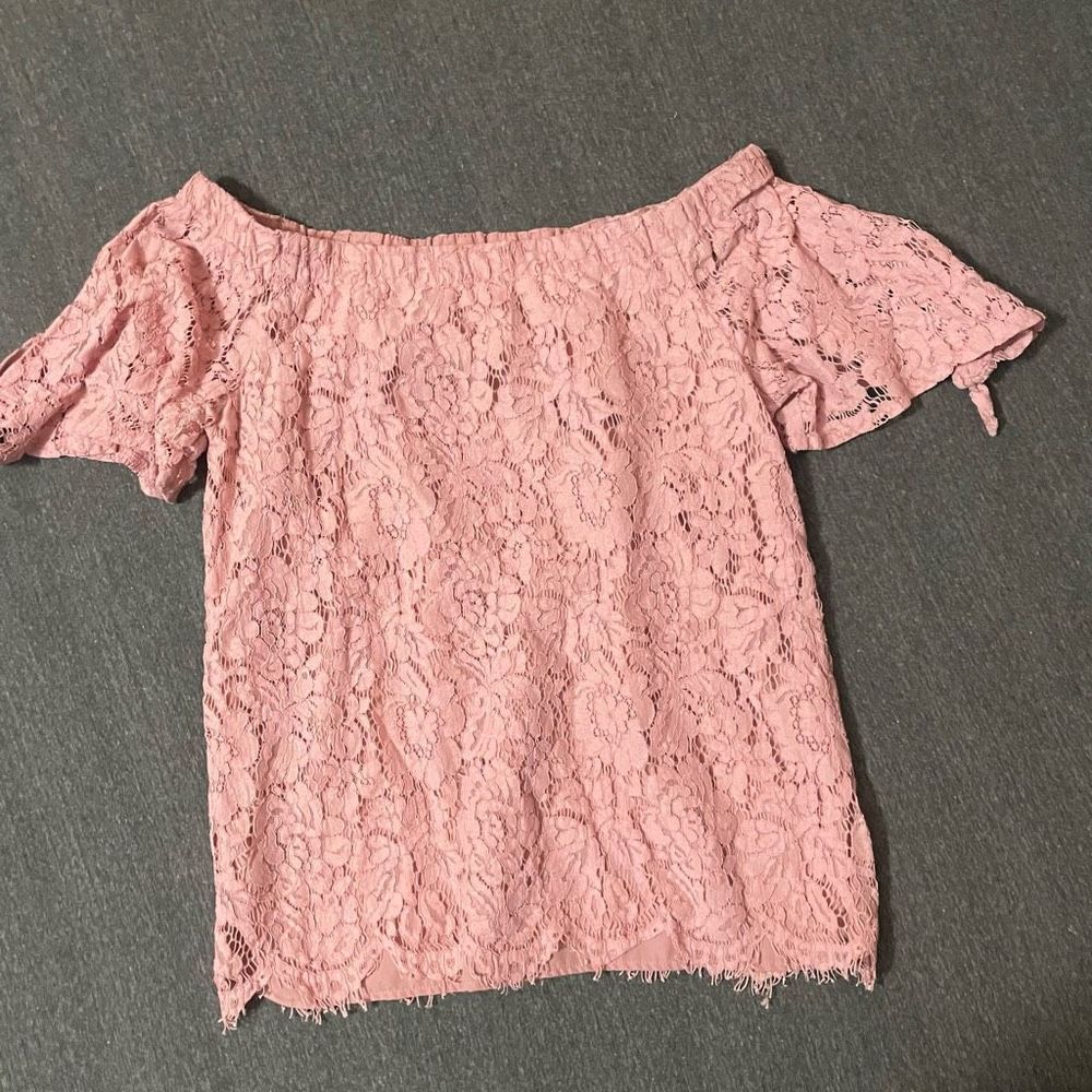 Women’s size Large two Blouse Bundle Business Casual Work Short sleeves Crochet - Picture 11 of 14